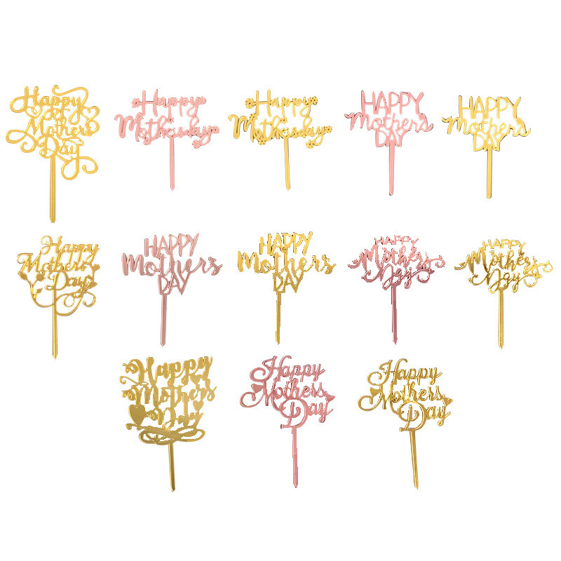 New MOM ακρυλικό γενεθλίων Cake Topper Golden Hello γιορτή της μητέρας Cake toppers Διακοσμητικό επιδόρπιο τούρτας Δώρο γιορτής της μητέρας