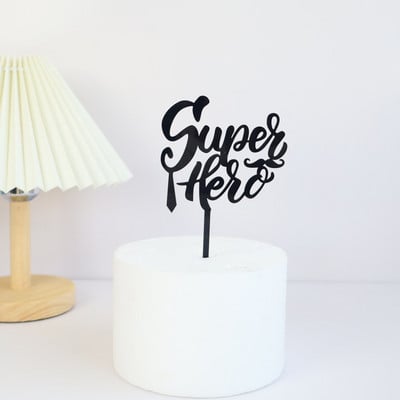 Boldog Apák napját, 2023. Születésnapi tortalapát arany fekete apa az én hősöm szuperapám akril tortafeltétek party desszertdísz