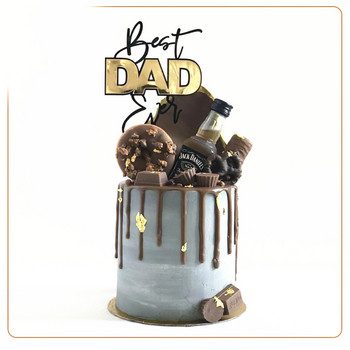 Опростен дизайн DAD Birthday Cake Topper Златно Черен Акрил Честит Ден на Бащата Парти Cake Toppers Десерт Декорация Празничен Подарък