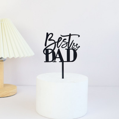 Design simplu Tăta Topper pentru tort de aniversare, auriu, negru, acrilic, pentru petrecerea de Ziua Tatălui, pentru tort, decorare pentru desert, cadou de vacanță