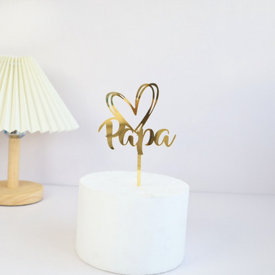 Design simplu Tăta Topper pentru tort de aniversare, auriu, negru, acrilic, pentru petrecerea de Ziua Tatălui, pentru tort, decorare pentru desert, cadou de vacanță