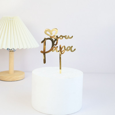 Design simplu Tăta Topper pentru tort de aniversare, auriu, negru, acrilic, pentru petrecerea de Ziua Tatălui, pentru tort, decorare pentru desert, cadou de vacanță