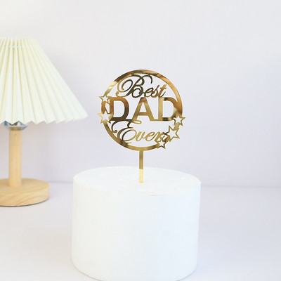 Design simplu Tăta Topper pentru tort de aniversare, auriu, negru, acrilic, pentru petrecerea de Ziua Tatălui, pentru tort, decorare pentru desert, cadou de vacanță