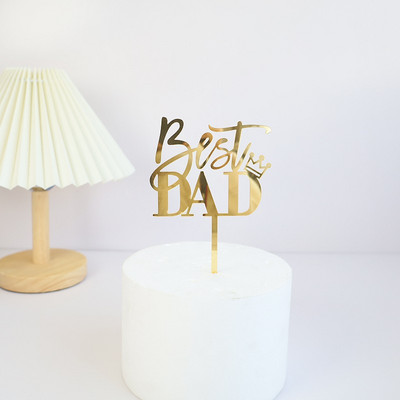 Design simplu Tăta Topper pentru tort de aniversare, auriu, negru, acrilic, pentru petrecerea de Ziua Tatălui, pentru tort, decorare pentru desert, cadou de vacanță