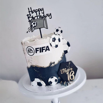 ins Football Happy Birthday Cake Topper Тематичен баскетбол Акрилен Topper за торта за деца Декорация на торта за парти за рожден ден Baby shower