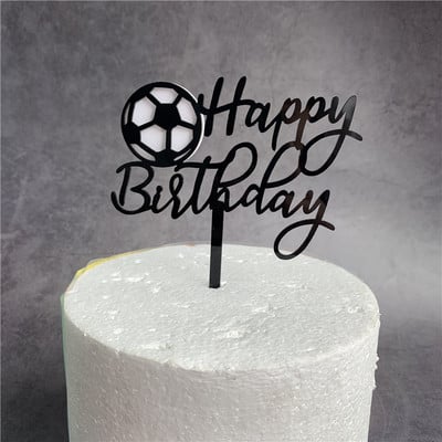 ins Fotbal Happy Birthday Cake Topper Tema baschet Topper acrilic pentru tort pentru copii, petrecere de aniversare, decorare tort pentru baby shower