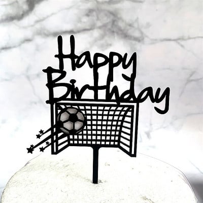 ins Fotbal Happy Birthday Cake Topper Tema baschet Topper acrilic pentru tort pentru copii, petrecere de aniversare, decorare tort pentru baby shower