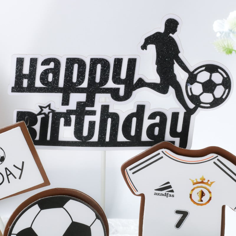 ins Fotbal Happy Birthday Cake Topper Tema baschet Topper acrilic pentru tort pentru copii, petrecere de aniversare, decorare tort pentru baby shower