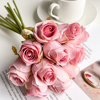 12 ΤΕΜ Τεχνητό λουλούδι τριαντάφυλλο για λευκή διακόσμηση γάμου Μεταξωτό λουλούδι για διακόσμηση τραπεζιού σπιτιού Ψεύτικο λουλούδι Δώρο για την Ημέρα του Αγίου Βαλεντίνου