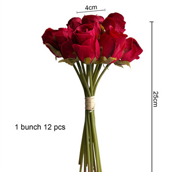 12 ΤΕΜ Τεχνητό λουλούδι τριαντάφυλλο για λευκή διακόσμηση γάμου Μεταξωτό λουλούδι για διακόσμηση τραπεζιού σπιτιού Ψεύτικο λουλούδι Δώρο για την Ημέρα του Αγίου Βαλεντίνου