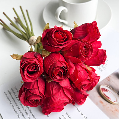 12GAB Rozes mākslīgais zieds baltiem kāzu dekoriem Zīda zieds mājas galda dekorēšanai Viltus zieds Valentīna dienas dāvana