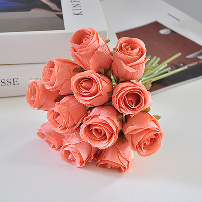 12GAB Rozes mākslīgais zieds baltiem kāzu dekoriem Zīda zieds mājas galda dekorēšanai Viltus zieds Valentīna dienas dāvana