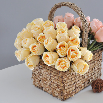 12GAB Rozes mākslīgais zieds baltiem kāzu dekoriem Zīda zieds mājas galda dekorēšanai Viltus zieds Valentīna dienas dāvana