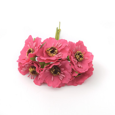 1 buchet/6 bucăți 4 cm mini buchet de mac flori artificiale de mătase cutie de favoruri de nuntă trandafir flori false pentru albume de bricolaj