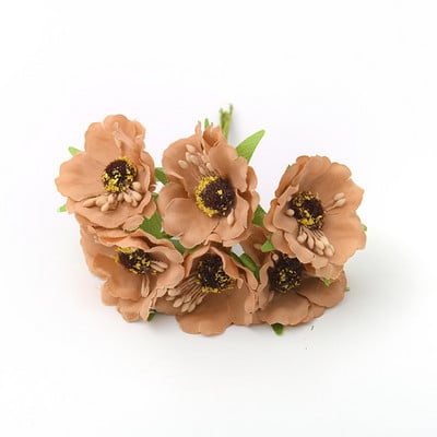 1 buchet/6 bucăți 4 cm mini buchet de mac flori artificiale de mătase cutie de favoruri de nuntă trandafir flori false pentru albume de bricolaj