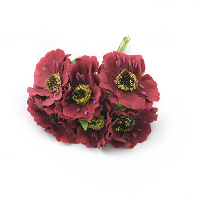 1 buchet/6 bucăți 4 cm mini buchet de mac flori artificiale de mătase cutie de favoruri de nuntă trandafir flori false pentru albume de bricolaj