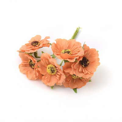 1 buchet/6 bucăți 4 cm mini buchet de mac flori artificiale de mătase cutie de favoruri de nuntă trandafir flori false pentru albume de bricolaj