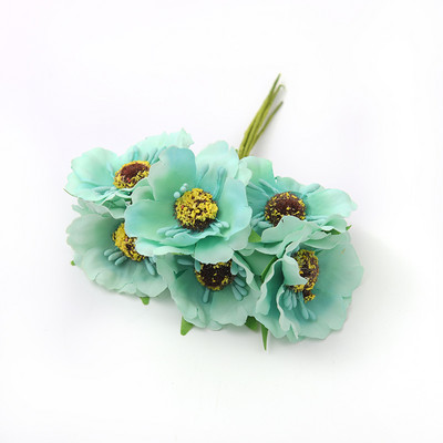 1 buchet/6 bucăți 4 cm mini buchet de mac flori artificiale de mătase cutie de favoruri de nuntă trandafir flori false pentru albume de bricolaj