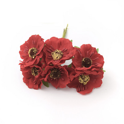 1 buchet/6 bucăți 4 cm mini buchet de mac flori artificiale de mătase cutie de favoruri de nuntă trandafir flori false pentru albume de bricolaj