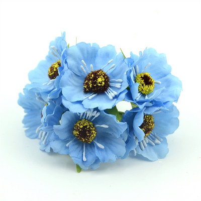 1 buchet/6 bucăți 4 cm mini buchet de mac flori artificiale de mătase cutie de favoruri de nuntă trandafir flori false pentru albume de bricolaj