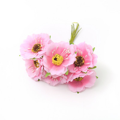 1 buchet/6 bucăți 4 cm mini buchet de mac flori artificiale de mătase cutie de favoruri de nuntă trandafir flori false pentru albume de bricolaj