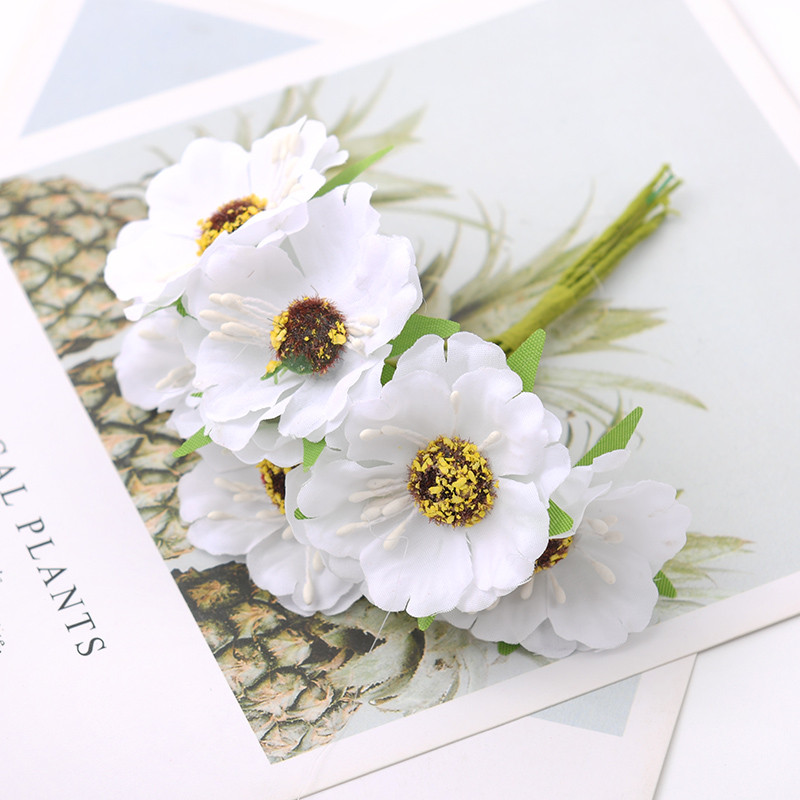 1 buchet/6 bucăți 4 cm mini buchet de mac flori artificiale de mătase cutie de favoruri de nuntă trandafir flori false pentru albume de bricolaj