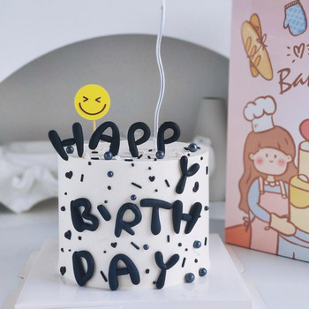 1 σετ Γράμμα Happy Birthday Cake Topper Χρώμα απαλή κόλλα Birthday DIY Gift Gift Cake Toppers for Baby Shower Dessert