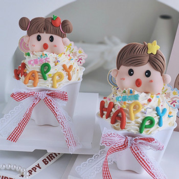 1 σετ Γράμμα Happy Birthday Cake Topper Χρώμα απαλή κόλλα Birthday DIY Gift Gift Cake Toppers for Baby Shower Dessert