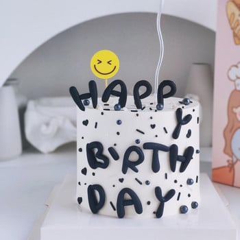 1 комплект Писмо Честит рожден ден Торта за торта Цвят Меко лепило Рожден Ден Направи си сам парти Подарък Торти за торта за Baby Shower Десерт Декорация