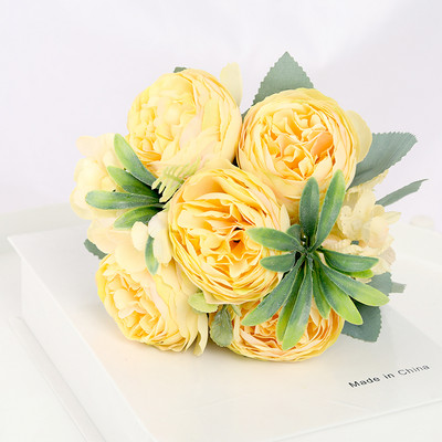 30cm Rózsa Selyem Bazsarózsa Művirág Rózsaszín Barkácsolás Otthon Nappali Kert Esküvői Dekoráció Hamis virágok vázához Olcsó csokor