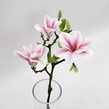 3Heads Open Магнолия цвете клон изкуствени цветя за бяла сватбена украса стая маса декор flores artificiales