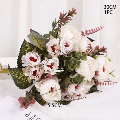Buchet de flori de bujor artificial de epocă, cu 9 capete, flori de bujor, pentru afișaj de masă, flori DIY, aprovizionare pentru decorarea nunții