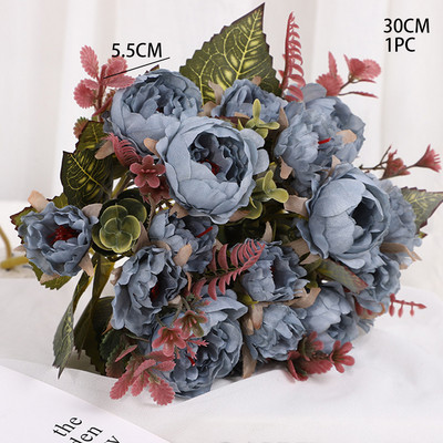 Buchet de flori de bujor artificial de epocă, cu 9 capete, flori de bujor, pentru afișaj de masă, flori DIY, aprovizionare pentru decorarea nunții