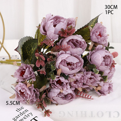 Buchet de flori de bujor artificial de epocă, cu 9 capete, flori de bujor, pentru afișaj de masă, flori DIY, aprovizionare pentru decorarea nunții