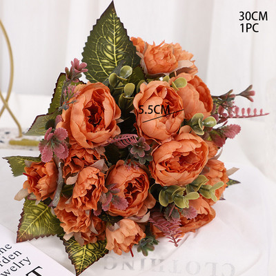 Buchet de flori de bujor artificial de epocă, cu 9 capete, flori de bujor, pentru afișaj de masă, flori DIY, aprovizionare pentru decorarea nunții