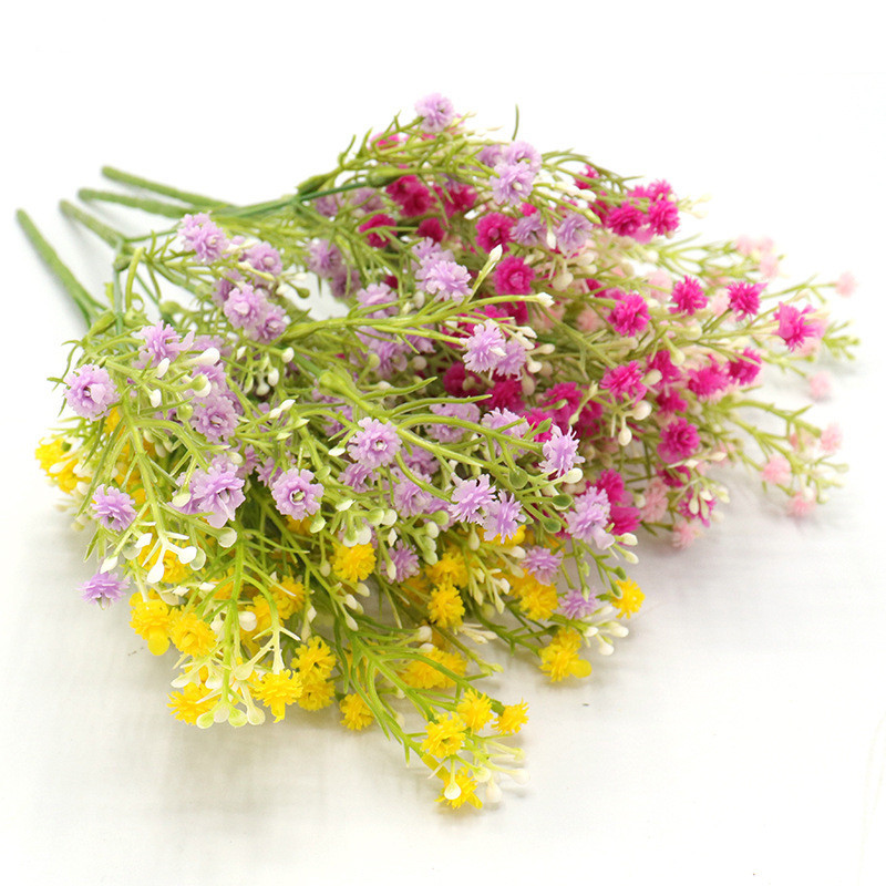 1 csokor Hamis kis virágok fejek DIY Gypsophila szimuláció mesterséges hamis virág Baba lehelet esküvői otthoni dekoráció