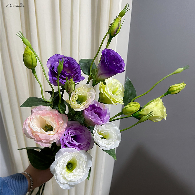 SunMade Lisianthus siidist kunstlill Kodu Pulmakaunistus Lilleseade Aksessuaarid Flores Artificales Lilla Flore