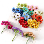 6 db/tétel mesterséges százszorszép porzós virágok csokor hamis virágok lakberendezéshez Esküvői dekoráció Scrapbooking kézműves kiegészítők