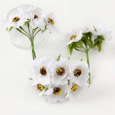6 db/tétel mesterséges százszorszép porzós virágok csokor hamis virágok lakberendezéshez Esküvői dekoráció Scrapbooking kézműves kiegészítők
