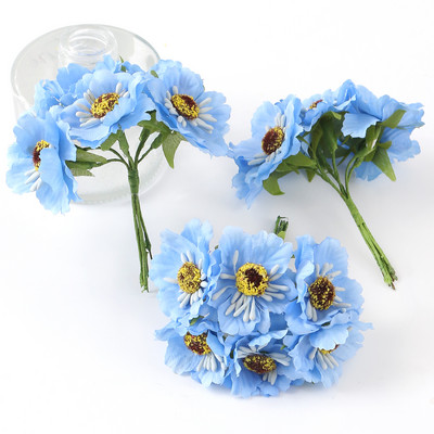 6 db/tétel mesterséges százszorszép porzós virágok csokor hamis virágok lakberendezéshez Esküvői dekoráció Scrapbooking kézműves kiegészítők