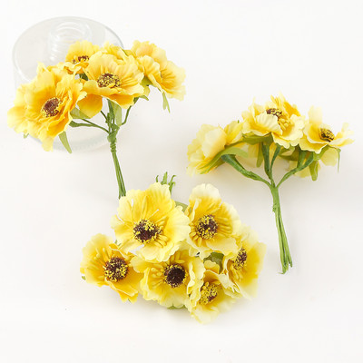 6 db/tétel mesterséges százszorszép porzós virágok csokor hamis virágok lakberendezéshez Esküvői dekoráció Scrapbooking kézműves kiegészítők