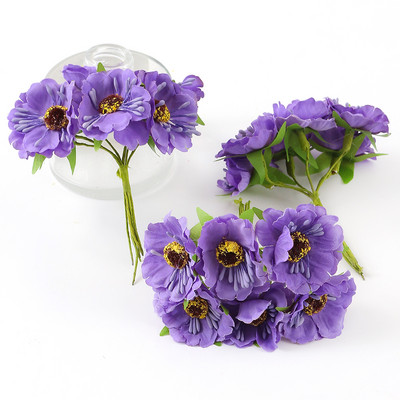 6 db/tétel mesterséges százszorszép porzós virágok csokor hamis virágok lakberendezéshez Esküvői dekoráció Scrapbooking kézműves kiegészítők