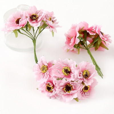 6 db/tétel mesterséges százszorszép porzós virágok csokor hamis virágok lakberendezéshez Esküvői dekoráció Scrapbooking kézműves kiegészítők