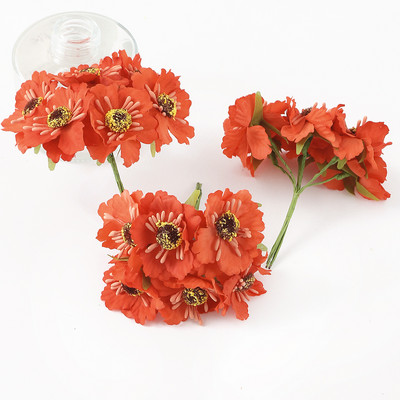 6 db/tétel mesterséges százszorszép porzós virágok csokor hamis virágok lakberendezéshez Esküvői dekoráció Scrapbooking kézműves kiegészítők