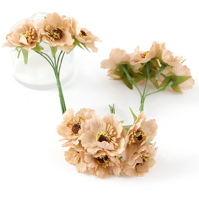 6 db/tétel mesterséges százszorszép porzós virágok csokor hamis virágok lakberendezéshez Esküvői dekoráció Scrapbooking kézműves kiegészítők