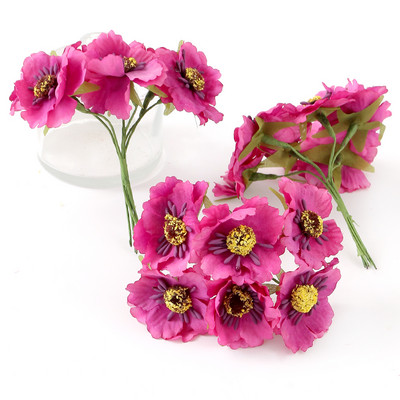 6 db/tétel mesterséges százszorszép porzós virágok csokor hamis virágok lakberendezéshez Esküvői dekoráció Scrapbooking kézműves kiegészítők