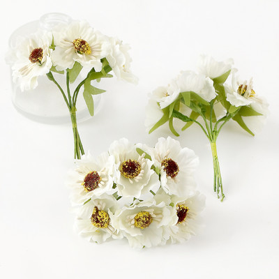 6 db/tétel mesterséges százszorszép porzós virágok csokor hamis virágok lakberendezéshez Esküvői dekoráció Scrapbooking kézműves kiegészítők