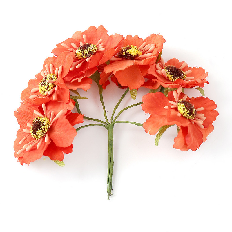 6 db/tétel mesterséges százszorszép porzós virágok csokor hamis virágok lakberendezéshez Esküvői dekoráció Scrapbooking kézműves kiegészítők