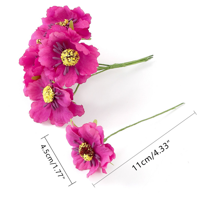 6 db/tétel mesterséges százszorszép porzós virágok csokor hamis virágok lakberendezéshez Esküvői dekoráció Scrapbooking kézműves kiegészítők