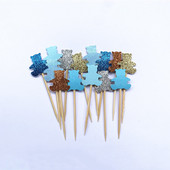 40 τεμ Bear Cupcake Toppers, Baby Shower Toppers, Cupcake Toppers, blue Toppers, Baby Shower Tags, Bear Food Picks, Cupcake Picks